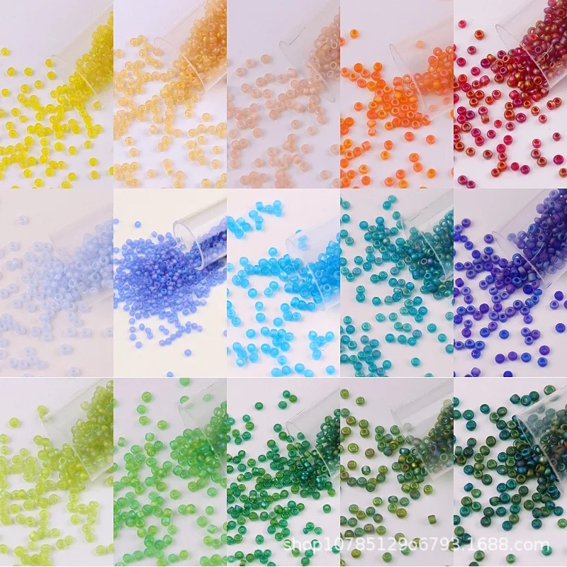 

2mm 12/0 transparent frosted micro color glass rice beads manual DIY loose bead bracelet necklace dress beads