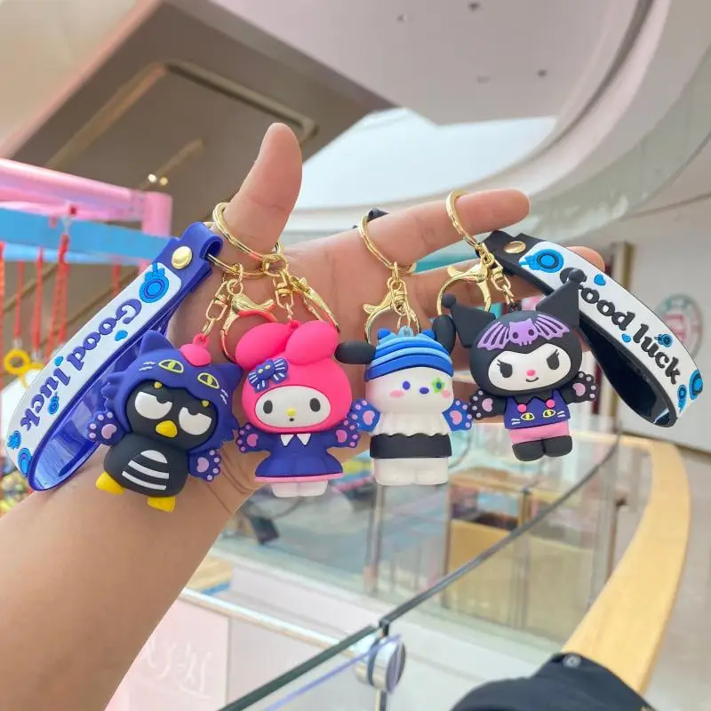 

Kawaii Sanrio Cinnamoroll Kuromi Keychain Cute Cartoon Schoolbag Pendant Car Key Ring Toy Doll Backpack Pendant Girl Gifts