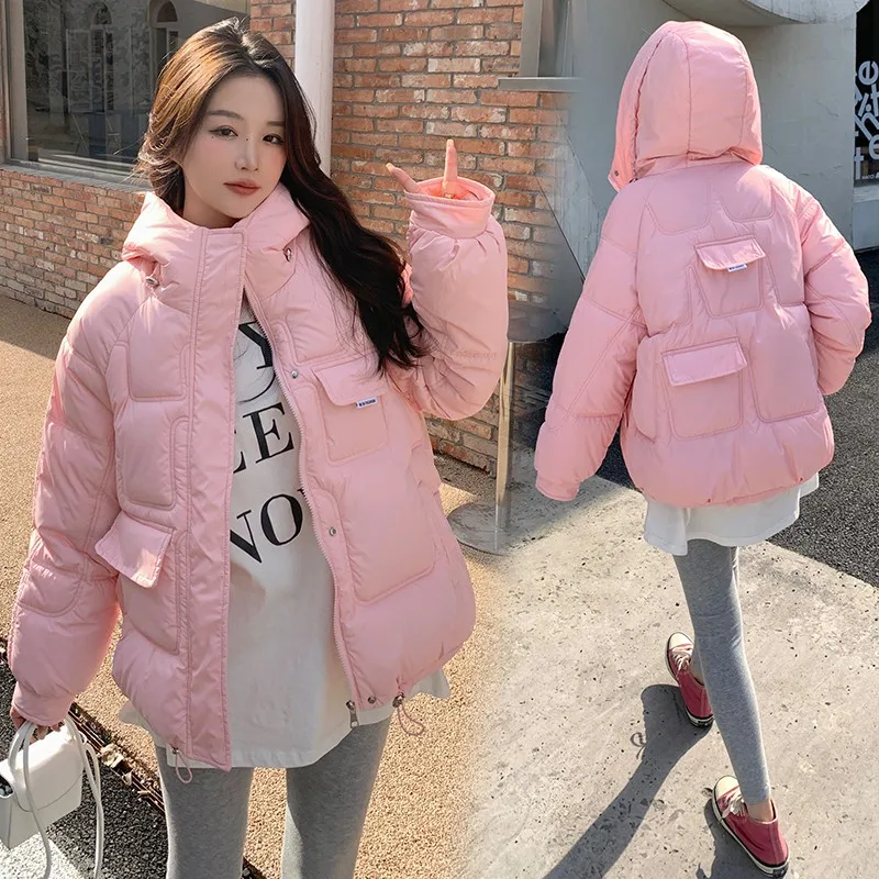 GUUZYUVIZ Casual Thick Hooded Coats Parkas Women Autumn Winter Warm Solid Cotton Jacket Snow Wear Pocket Outwear Abrigo Mujer