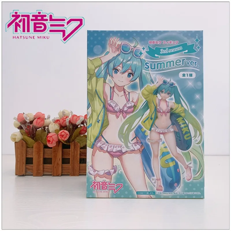 

18CM Hatsune Miku Judai Original Taito VOCALOID Bikini Summer Beach Swimsuit Ver PVC Anime Action Figure Model Doll Toys For Kid
