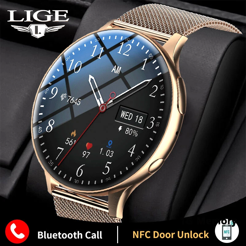 

LIGE NFC Smart Watch Men New 1G Local Music Dial Call Digital Watches Voice Assistant Waterproof Smartwatch Men For Android IOS