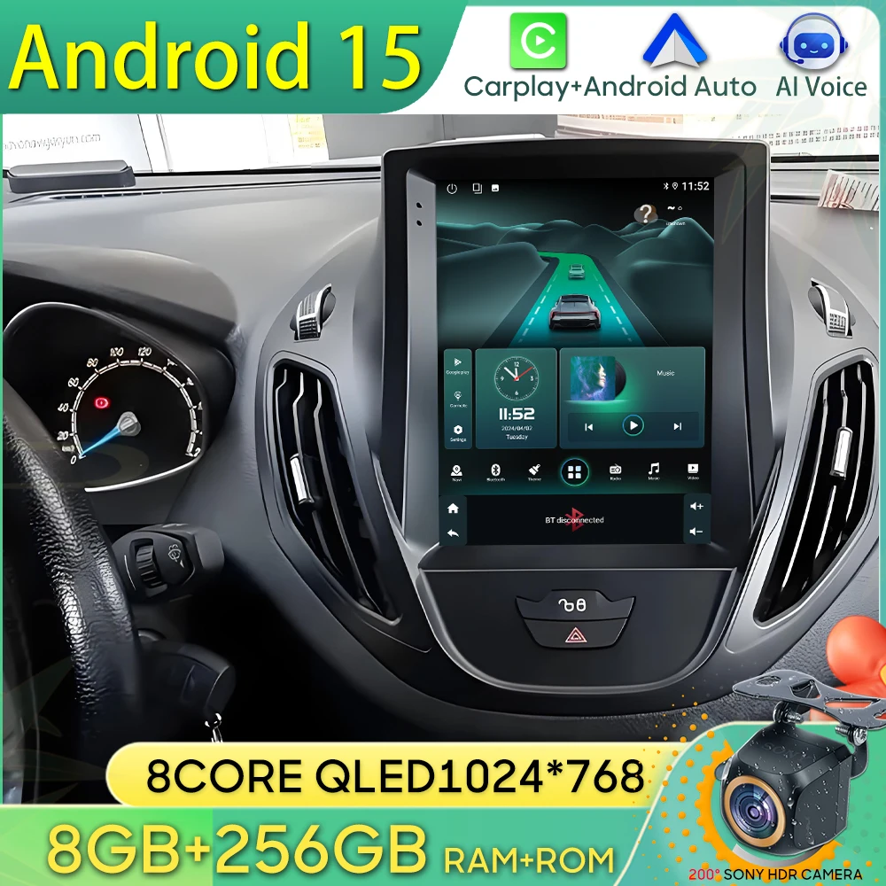 Autoradio Android 12 7” Per Ford B-Max, Transit Courier, Tourneo 2012-2017 – GPS, CarPlay, Bluetooth, WiFi, DSP, 32GB, Controllo Al Volante