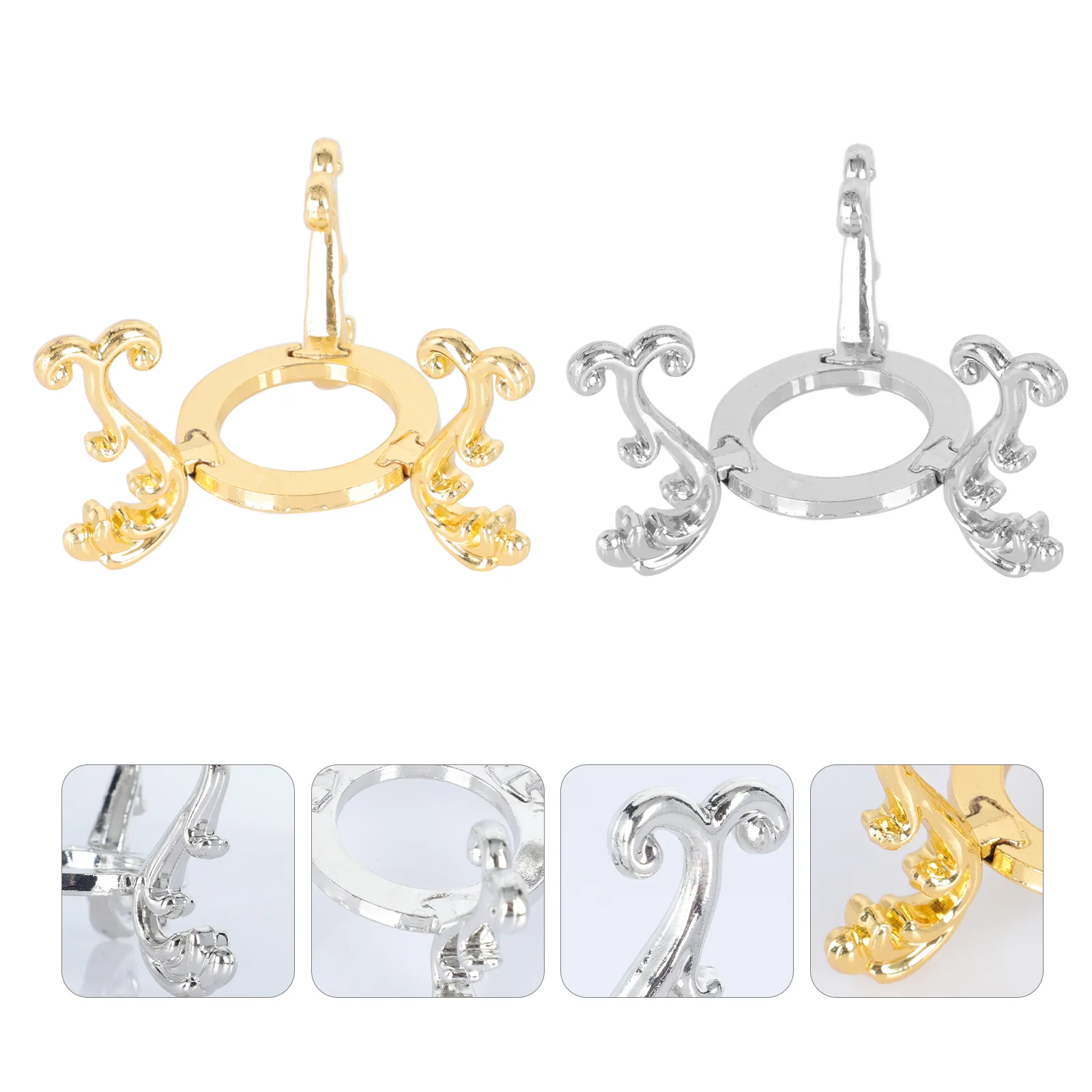 

2Pcs Gold-Plated Flowering Rack Crystal Stand Household Metal Base