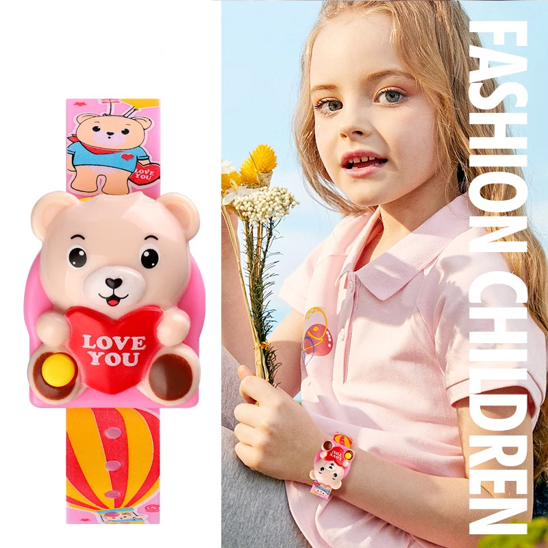 

2023 Bear Doll Cartoon Children's Electronic Watch Stereoscopic Button Pin Buckle Children's Electronic Watch Girls Watch 108