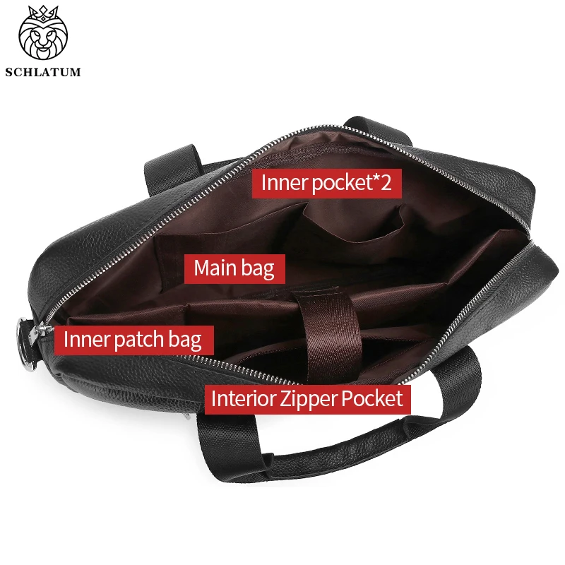 SCHLATUM 2022 Men's Genuine Leather  Briefcase Business Handbag Laptop 14-inchMessenger Bag Retro Fashion Crossbody Bag