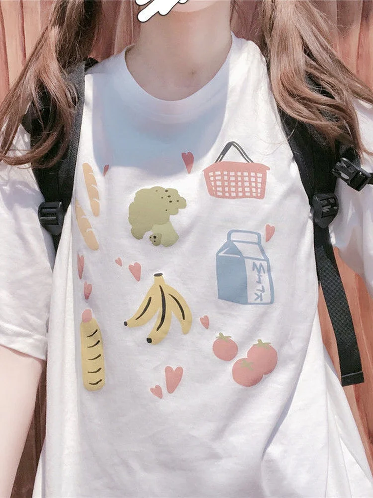 

Футболка Deeptown женская с японским кавайным аниме принтом, маленький топ с коротким рукавом в Корейском стиле, с мультяшным принтом