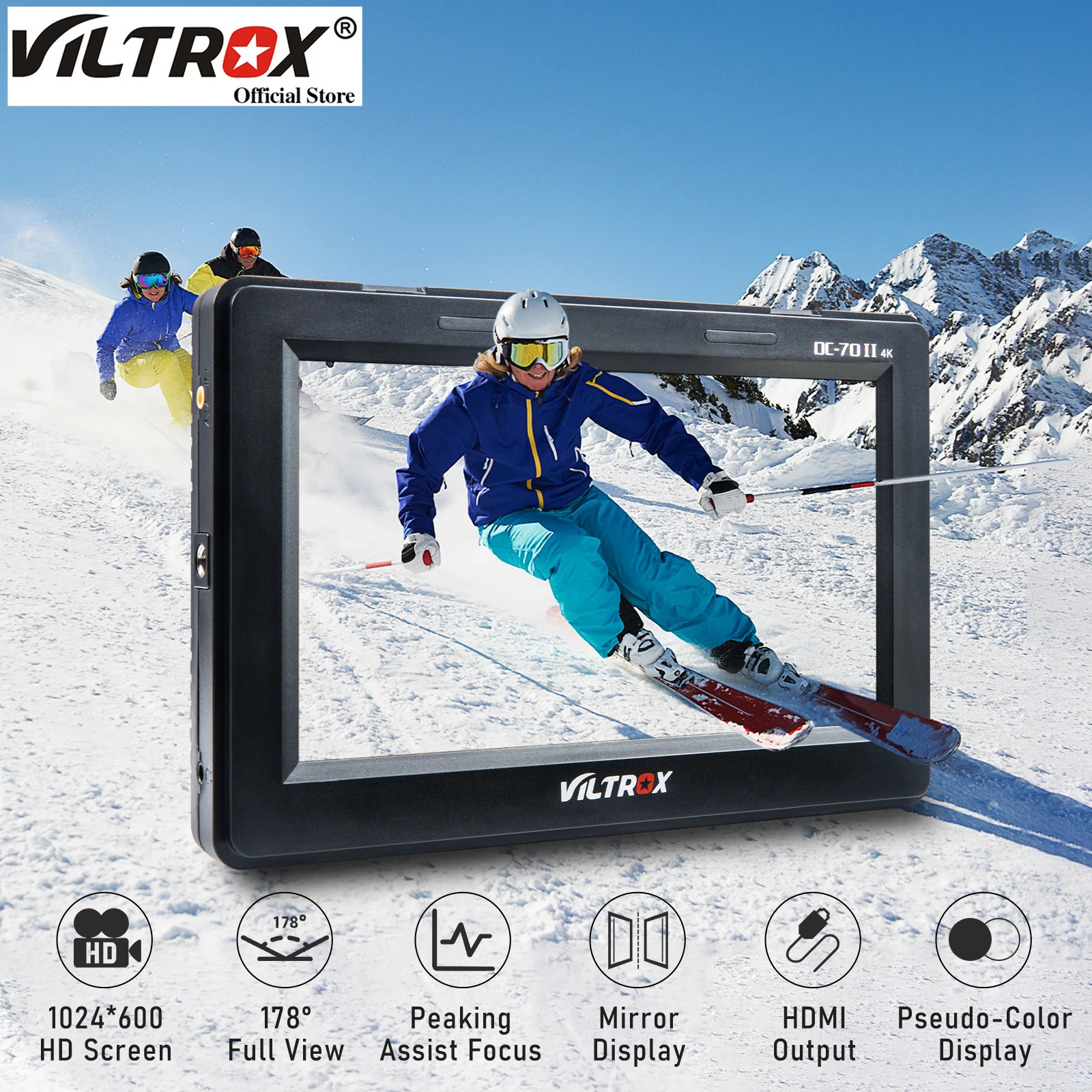 

7-дюймовый монитор Viltrox для цифровой зеркальной камеры, HD-монитор, ЖК-дисплей, видеопомощник, 4K, HDMI, совместимый с IPS, AV-вход, портативный монит...