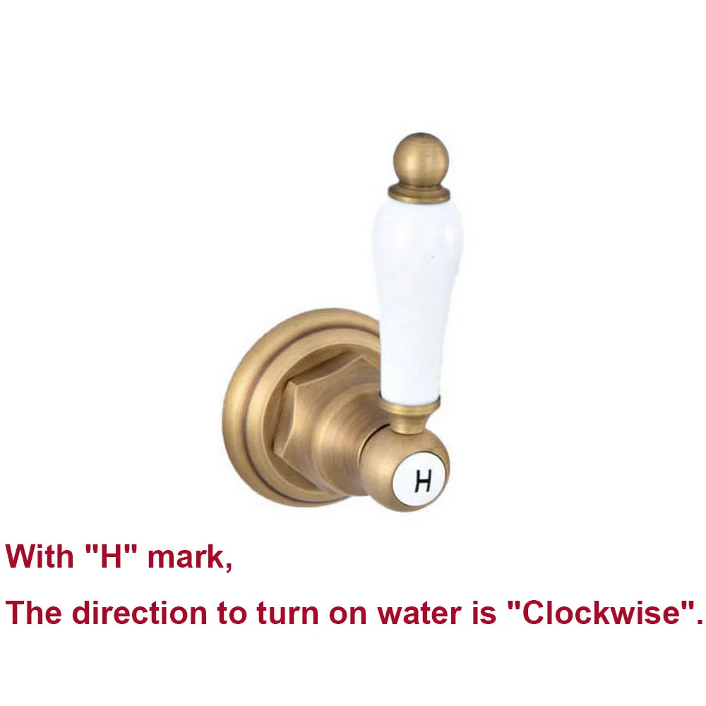 

Античная латунь, настенный смеситель с керамической ручкой, регулирующий клапан, стопорный кран G1/2, наружная резьба x G1/2, mzh400