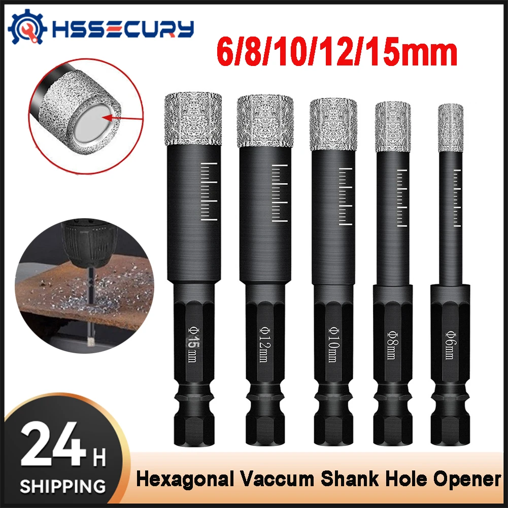 

Hexagonal Vaccum Shank Hole Opener Brazed Diamond Dry Tile Glass Drill Bit Hole Saw Cutter Marble Granite Opener Drill 6-15mm