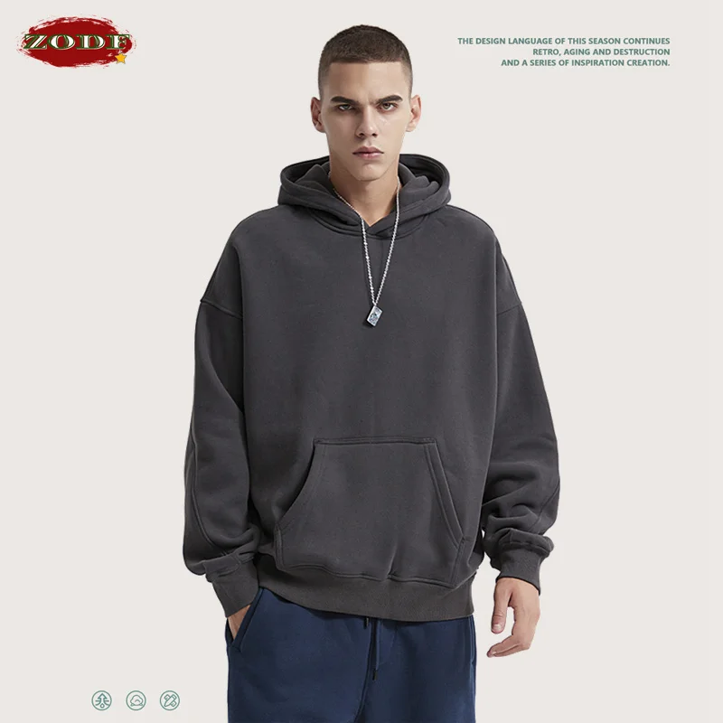 

Kanye 2023 New West Style Fleece Hoodies Streetwear For Men Unisex Loose 400gsm Thick Basic Solid Hooded Sweatshirts HY0373