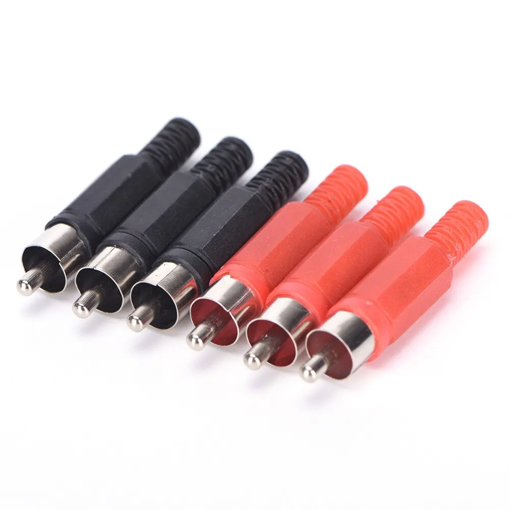

Новинка 20 шт. черный и красный паяльный RCA штекер аудио видео адаптер разъем RCA разъемы