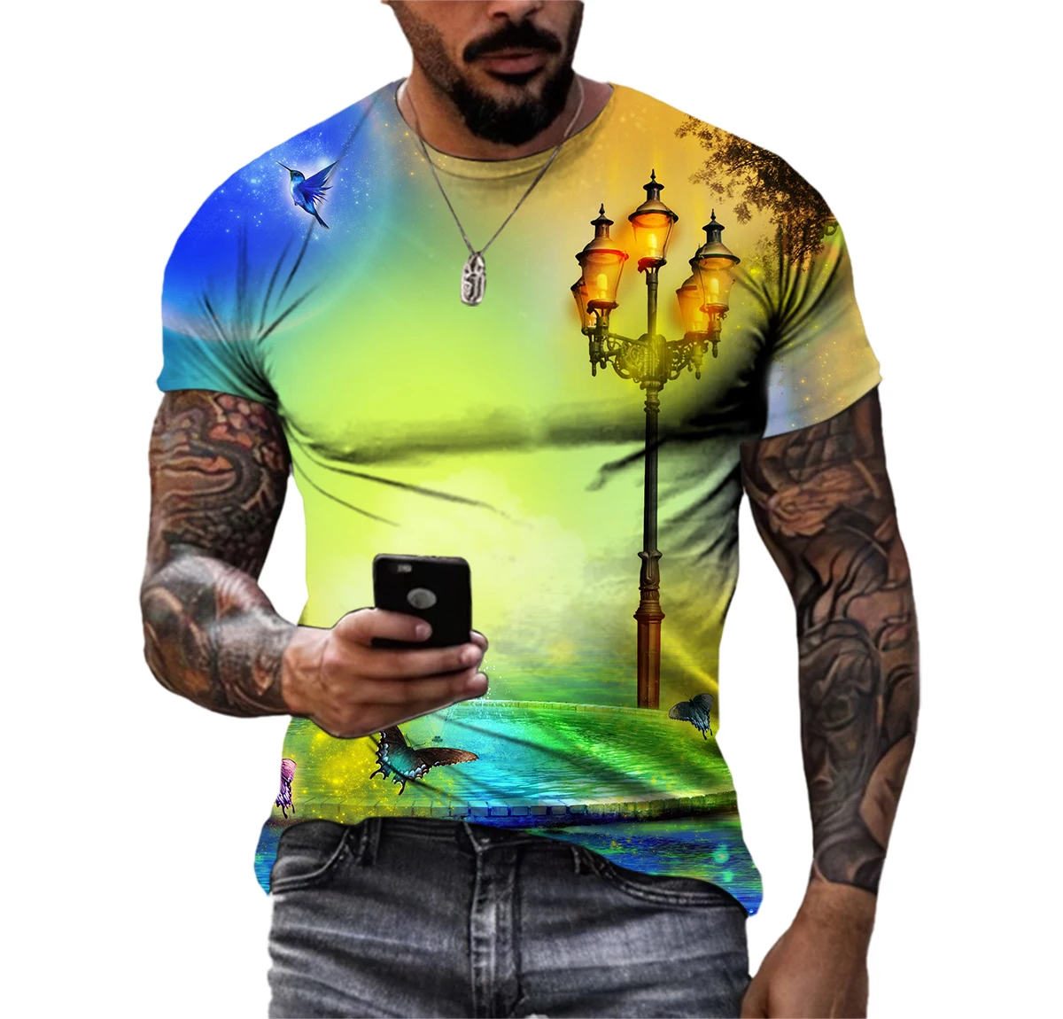 

Conto de fadas mundo mito floresta mágica men t-shirts 3d impressão padrão hd hip hop harajuku personalidade em torno do pescoço