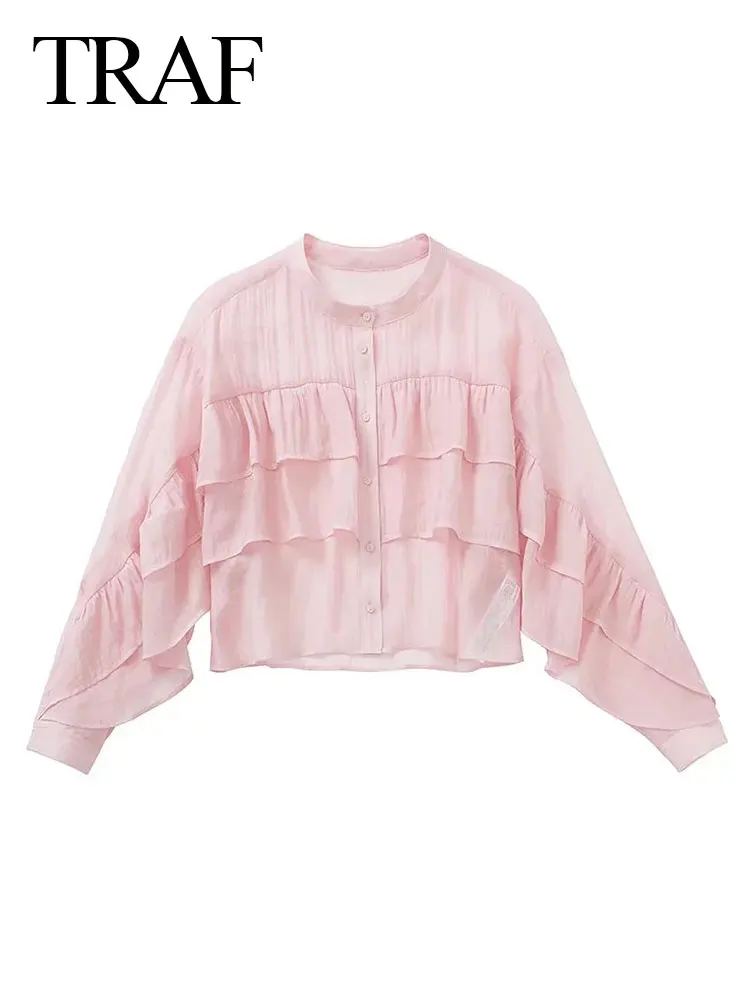 

Женский однобортный Топ с длинным рукавом и круглым вырезом