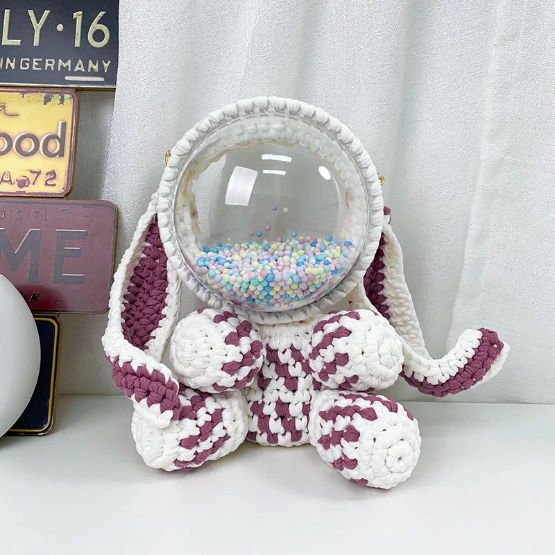 

Женская сумка, сумка через плечо из акриловой шерсти, сумки ручной работы, женские сумки, винтажные сумки через плечо с милым Кроликом, прозрачные сумки-мессенджеры