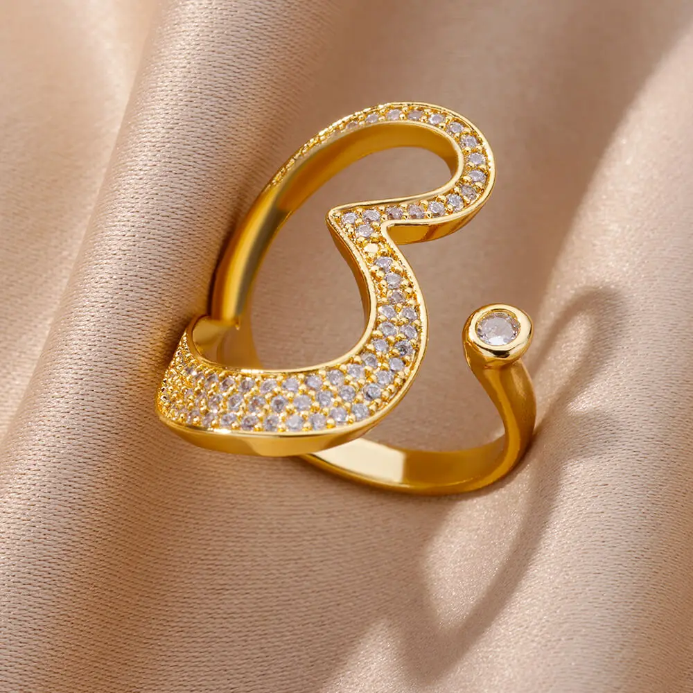

Horizontal Heart Rings for Women Stainless Steel Exaggerate Ring New In Aesthetic Wedding Jewerly free shipping anillos mujer