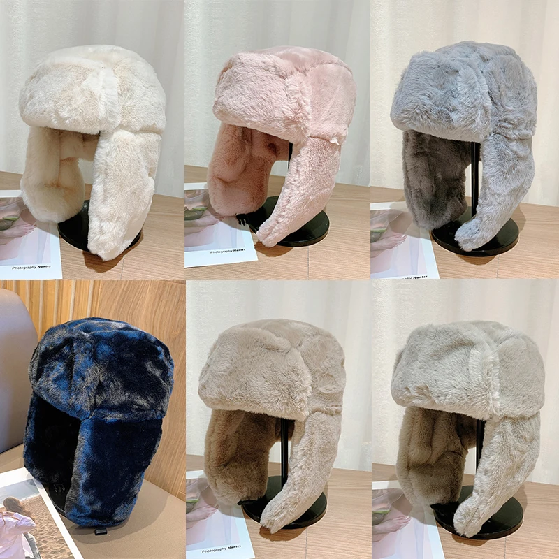 

Adjustable Beanie Russian Caps Bomber Hat Pilot Hat Earflap Hat Winter Thickened Warm Women Men Fashion Earmuffs Headgear cover