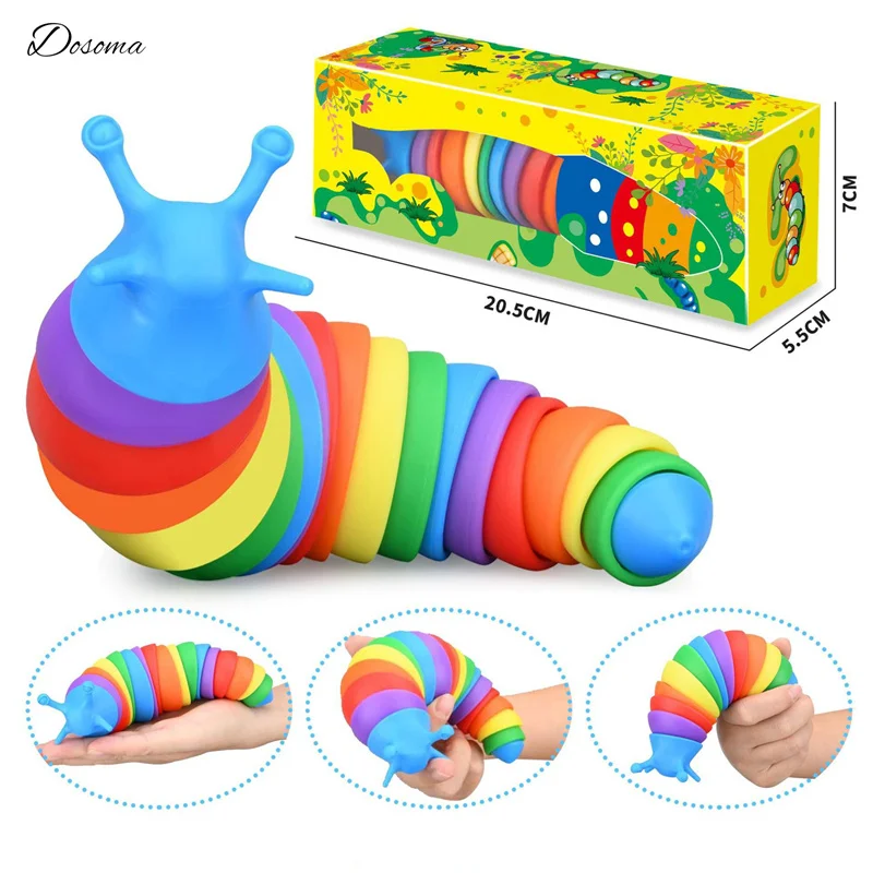 

2022 Toy Fat Brain Slug Articulated Flexible 3D Slug Fidget Toy All Ages Relief Anti-Anxiety Sensory Toys for Children Aldult