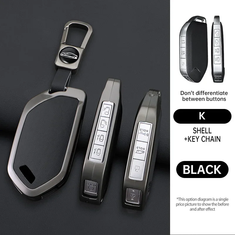 

Чехол для автомобильных ключей из сплава + кожи для Kia EV9 Picanto Sorento MQ4 Carnival KA4 Morning K5 Carens 2024, аксессуары для брелоков