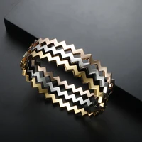2022 new fashion stainless steel bangles for women men wave pattern geometry bracelets summer beach party couple jewelry gift
