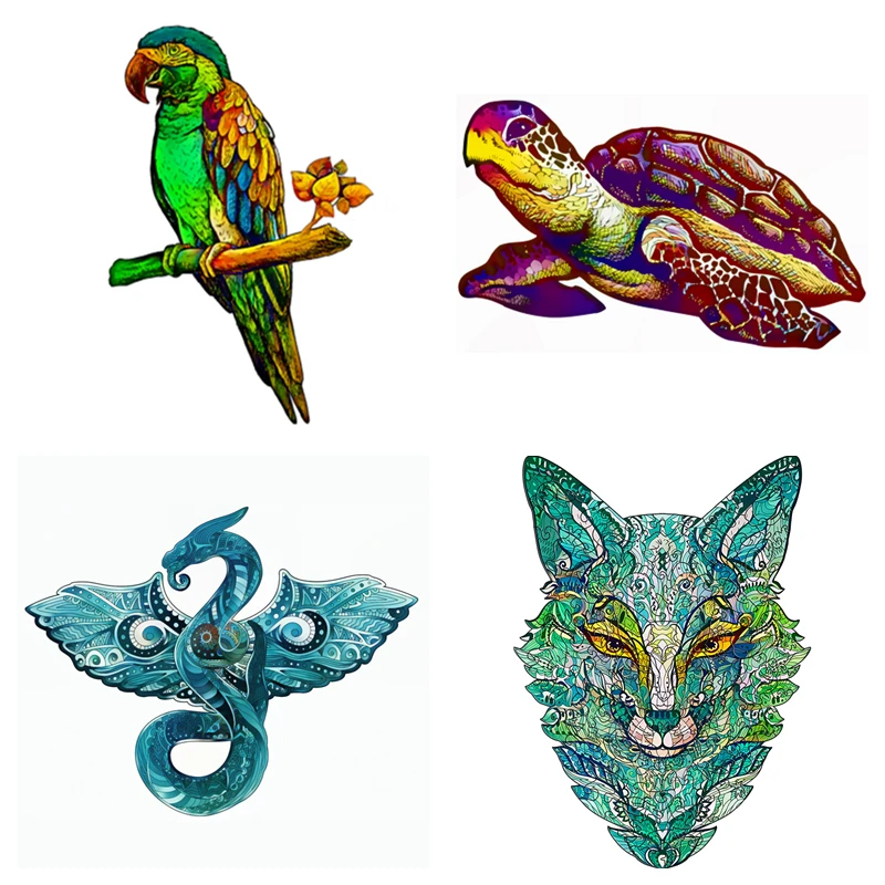 

Головоломка с животными, деревянный пазл-попугай, лиса, искусственная игра для обучения, пазл с высокой степенью сложности, детская игрушка, рождественский подарок