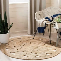 rug 100 natural jute handmade round 60x60cm carpet modern home living reversible area rug