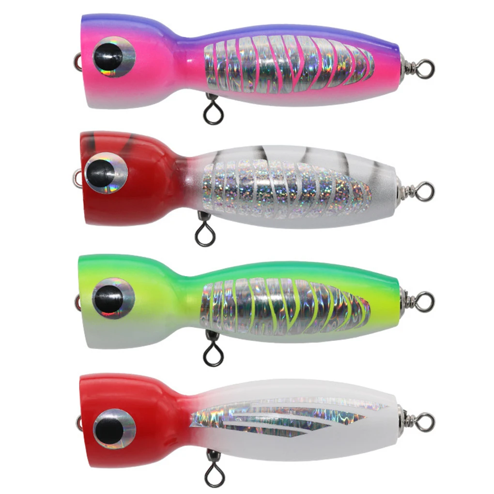 

Fishing Bait Popper Wooden Artificial Simulation Fish Lure Trolling Portable Colorful Sport Goods Coral Yellow Tuna Type