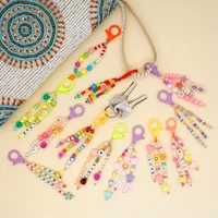boho keychain keys colorful beaded fashion keyring trendy tassel letter beads car keychain wholesale cute women bag accessories