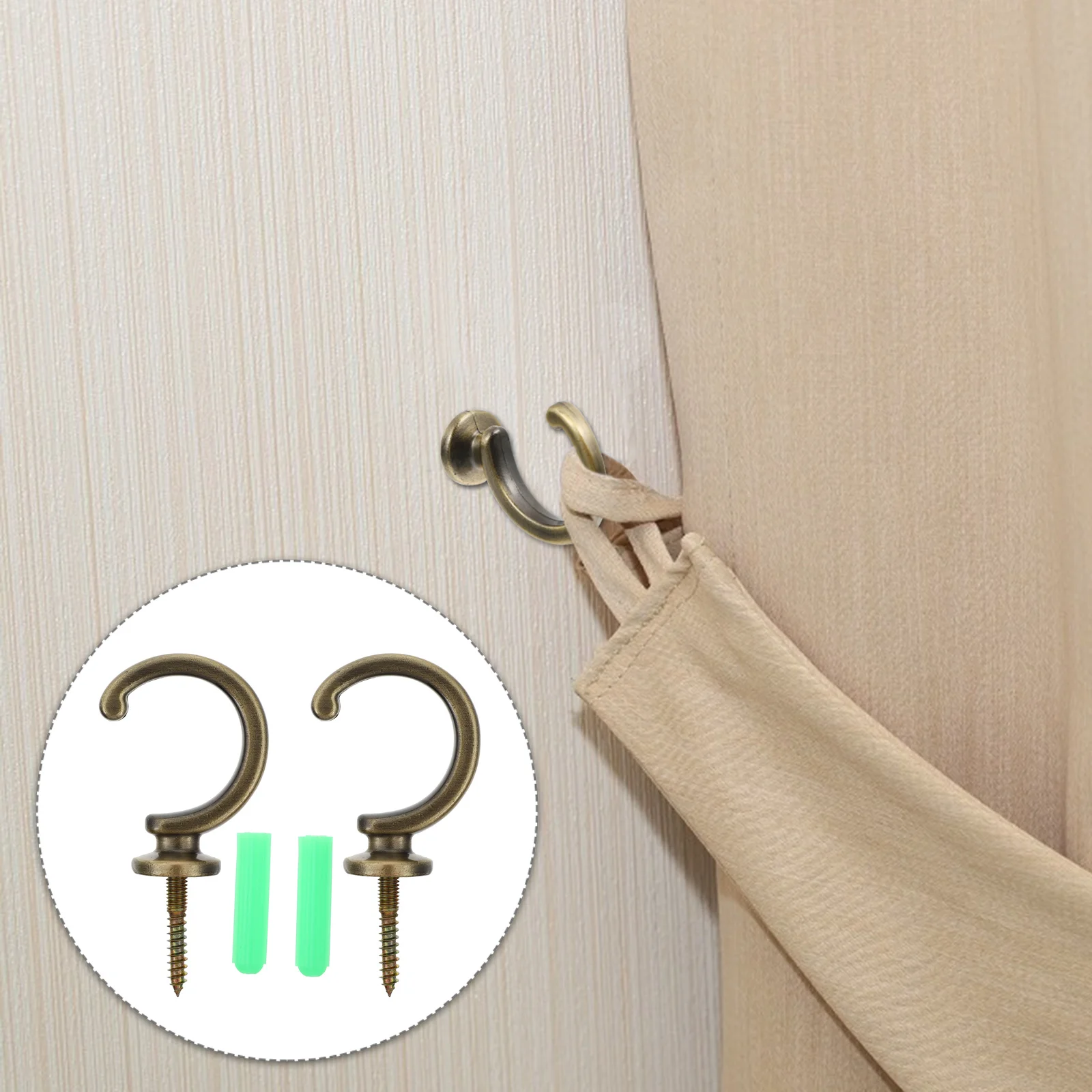 

2 Pcs Curtain Hooks Drapes Retro Decor Curtain Holdback Holder Drapery Tieback Hooks Curtain Rod Brackets Heavy Duty Hooks