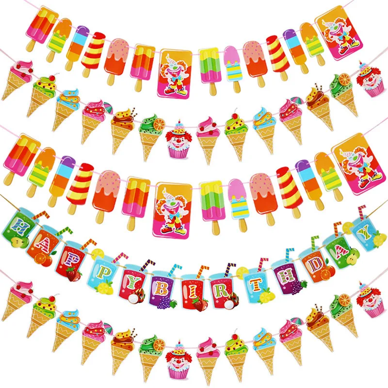 

Гавайская гирлянда для мороженого, сладкая тропическая Праздничная пляжная гирлянда в гавайском стиле, Алоха, декор для дня рождения, лето