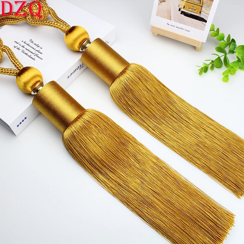 2 Pieces Curtain Accessory Hanging Belt Ball Solid Golden/Green/Borwn Curtain Tassel Tieback Curtain Holder Buckle #A010