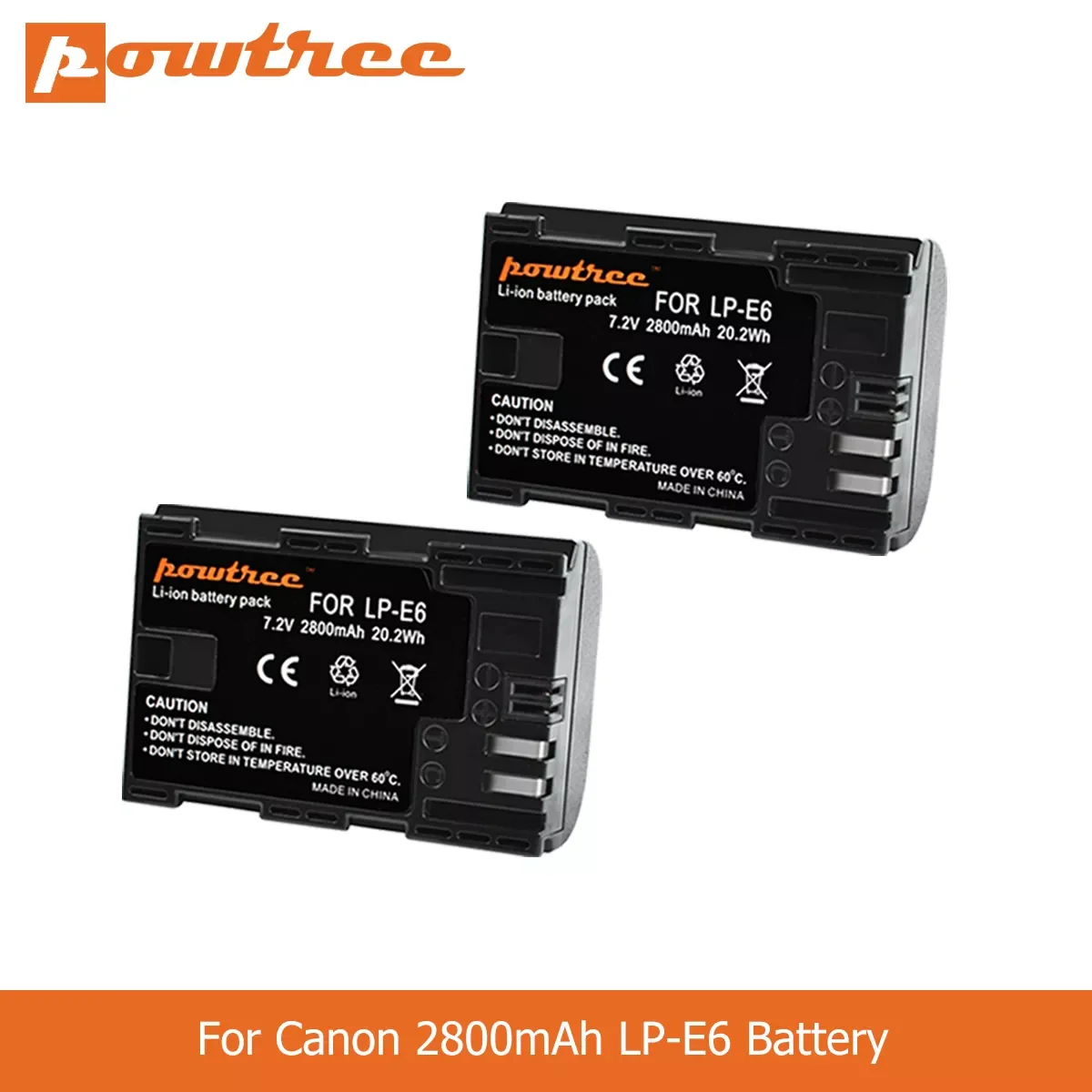 

NEW2023 POWTREE 2800mAh LP-E6 LP E6 LPE6 Camera Battery For Canon 5D Mark II III 7D 60D EOS 6D 70D 80D for canon accessories L50