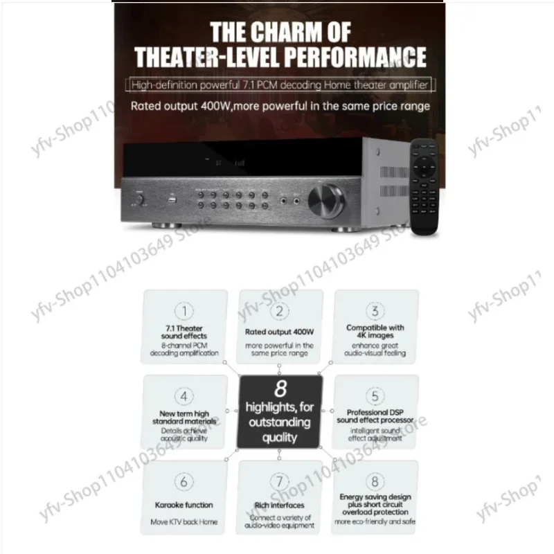 AV-6136HD настоящий объемный звук 700 Вт 8-канальный декодер усилителя Стабильный