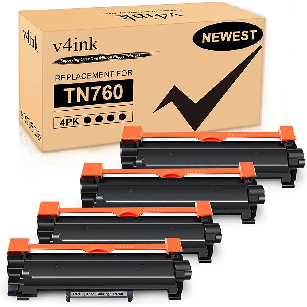 

v4ink 4 Pk TN760 Compatible for Brother TN730 TN760 Toner MFC-L2690DW HL-L2325DW