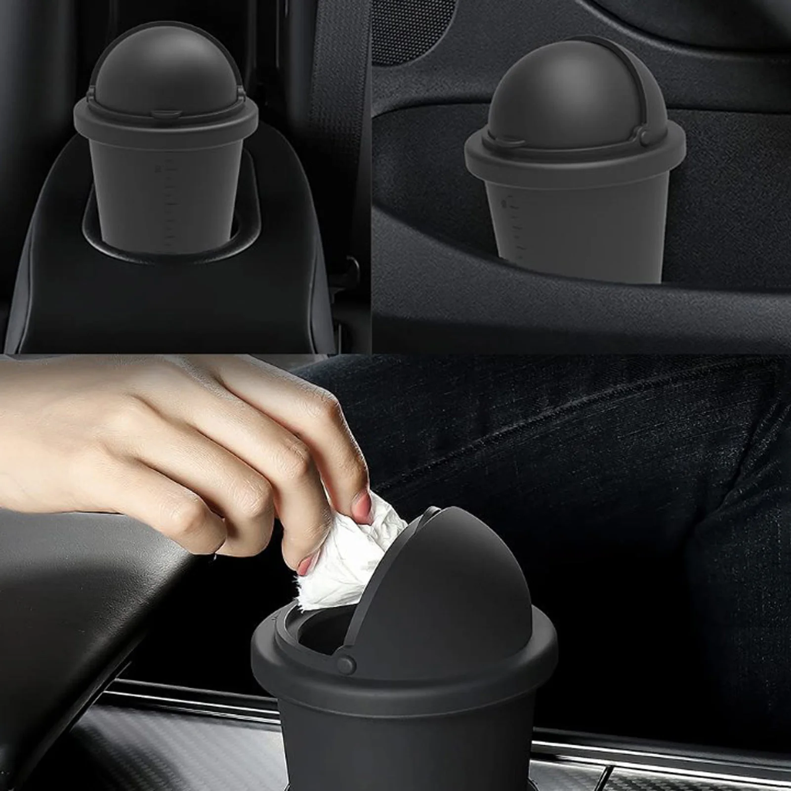 

Car Trash Can Dustbin Garbage Mini Can Mini Car Accessories With LidSmall Accessories For Storage And Organization Black/Grey