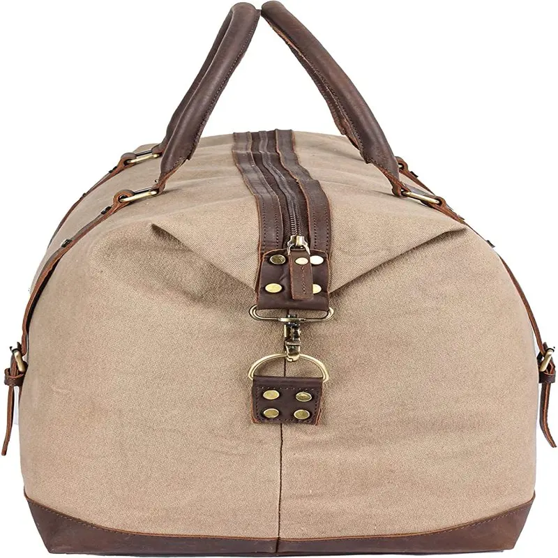 Genuine Canvas Leather Duffel Bag | Travel Tote Bag Weekender Gym Overnight Bag for Men and Women | Shoulder Handbag Carry On Du