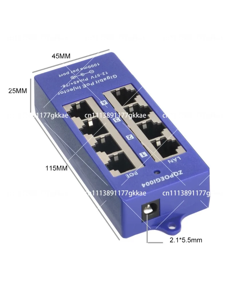 Фото 4-портовый PoE-инжектор 10/100/1000 Мбит/с, патч-панель PoE, инжектор Midspan 802.3af для пассивных IP-систем видеонаблюдения 24В №5
