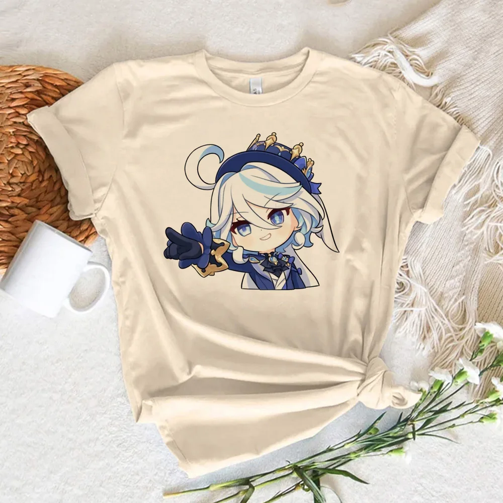 Футболка Genshin Impact Furina Женская комиксная уличная одежда футболки с рисунком манги