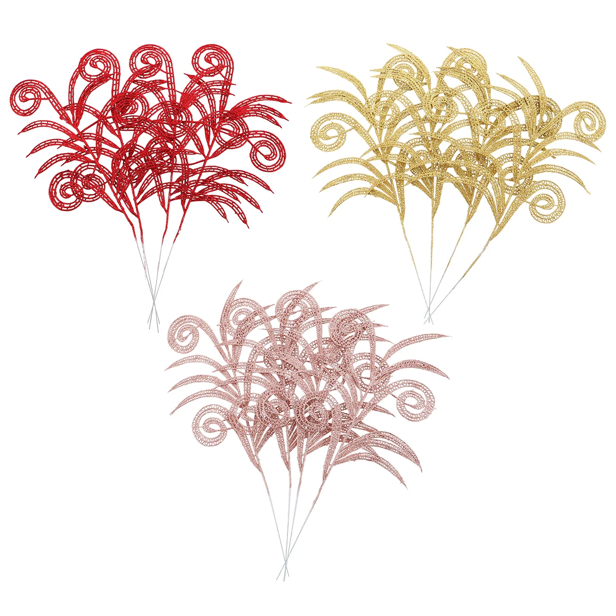 

Christmas Leaf Picks Garland Leaves Glitter Tree Artificial Diy Decorations Stems Ornaments Decor Simulation Wreath Branches