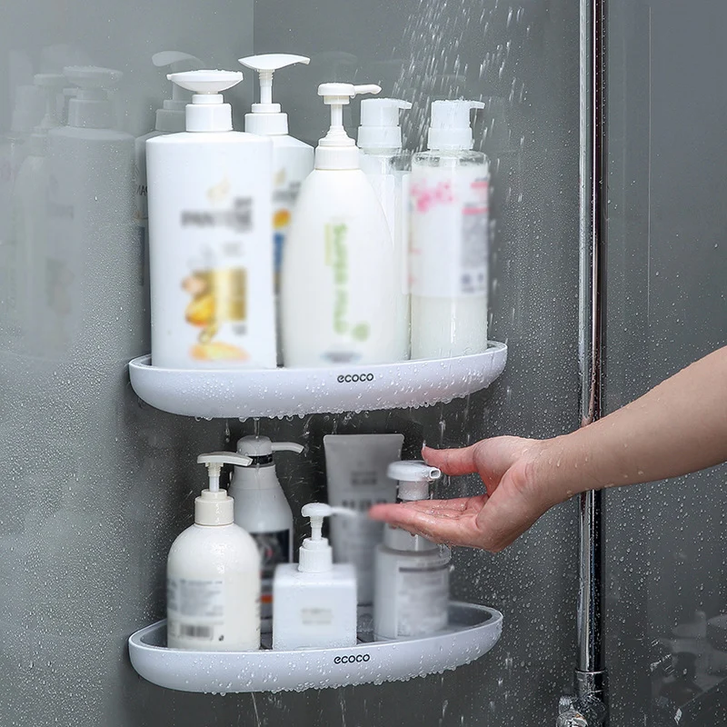 

ECOCO Bathroom Storage Shelf Shower Snap Up Corner Shelf Shampoo Holder Basket Shelf Wall Shelves for Shelving Kitchen