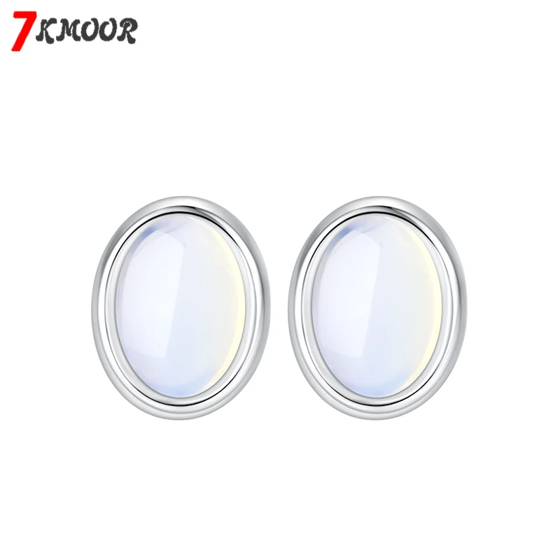 

Модные круглые серьги с опалами и камнями, простые серьги серебряного цвета, женские серьги-гвоздики, ювелирные изделия для женщин, подарки ...