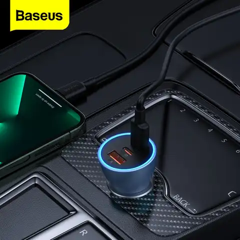 Автомобильное зарядное устройство Baseus, 65 Вт, USB Type-C порт PD QC, быстрая зарядка для автомобильного телефона, зарядное устройство для iPhone 13 12 ...