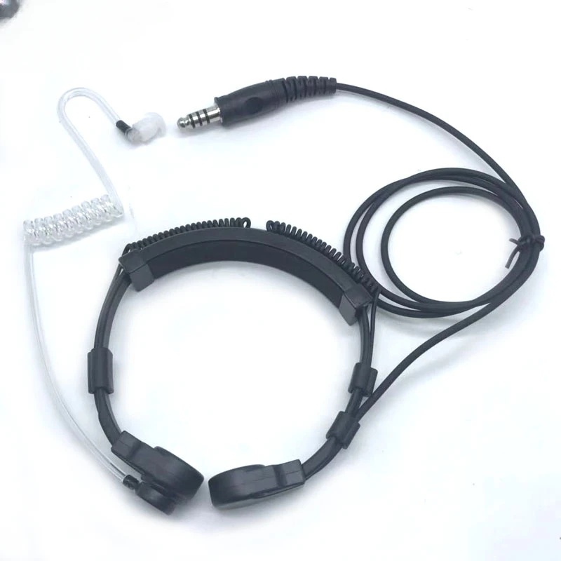 New Air Tube Telescopic Heavy Duty Throat Vibration Earphone Headset Mic Headphone NATO Plug For Walkie Talkie Two Way Radio