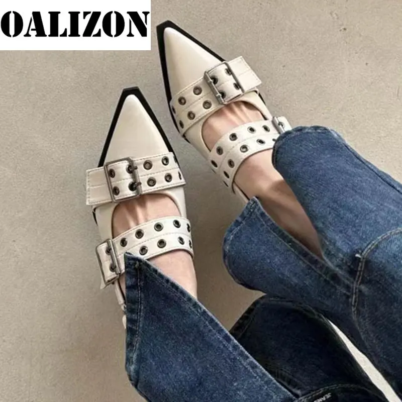 

2023 New Summer Shoes Mid Heels Women Chunky Sandals Fashion Pointed Toe Party Shoes Brand Casual Shoes Mujer Slippers Zapatos