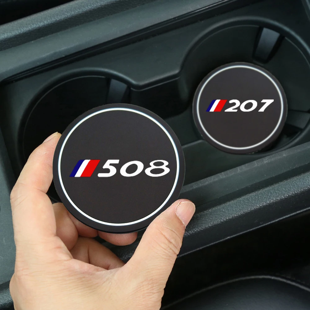 

2Pcs Car Coasters Water Cup Slots Non-Slip Mat Waterproof Water Cup Mat Drink Pad For Peugeot 5008 4007 3008 408 407 406 308 306