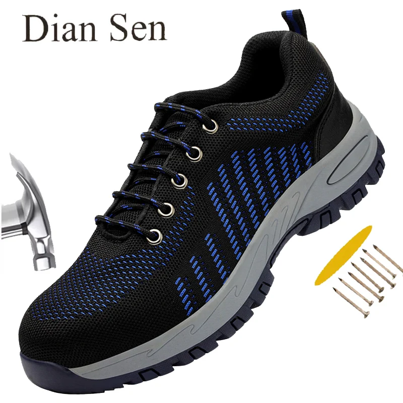 

Diansen Mens Safety Shoes Male Puncture Proof Non-slip Work Boots Steel Toe Anti-smash Indestructible Shoes Botas Para Hombre