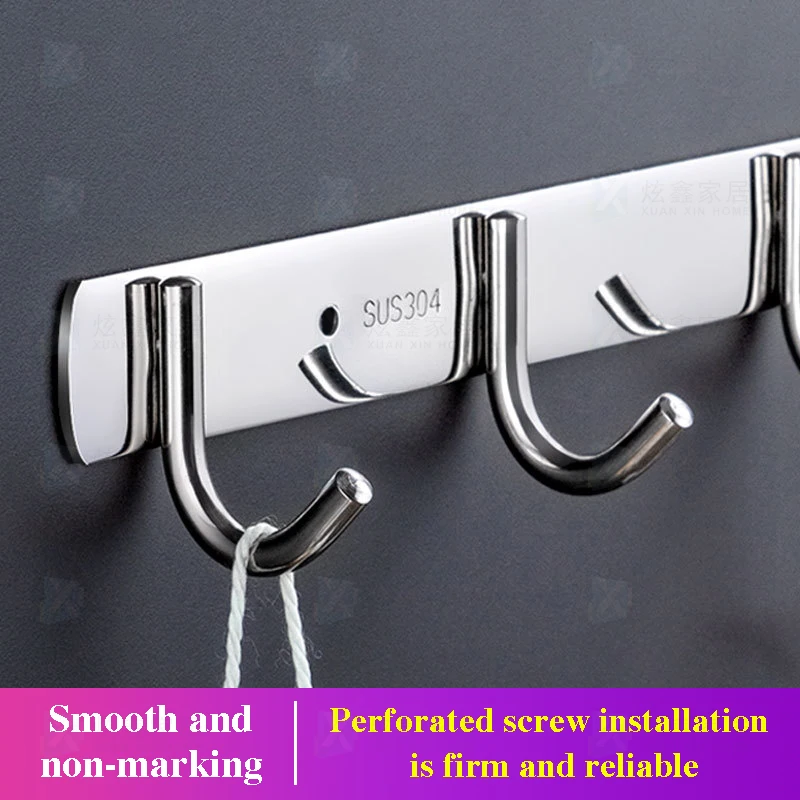 stainless steel coat hooks perforated bathroom towel holder kitchen storage shelf row rack household hardware accessories free global shipping