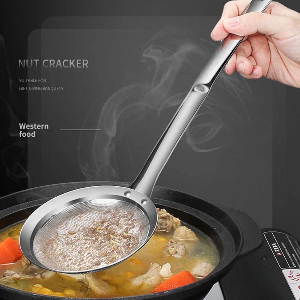 

Long Handle Stainless Steel Colander Filter Oil Spoon Fine Mesh Colander Sifter Sieve Kitchen Vegetable Strainer Clip