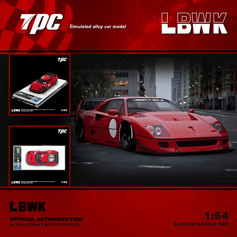 

PreSale TPC 1:64 LBWK F40 красная классическая спортивная литья под давлением Коллекционная модель автомобиля миниатюрные игрушки для машинок