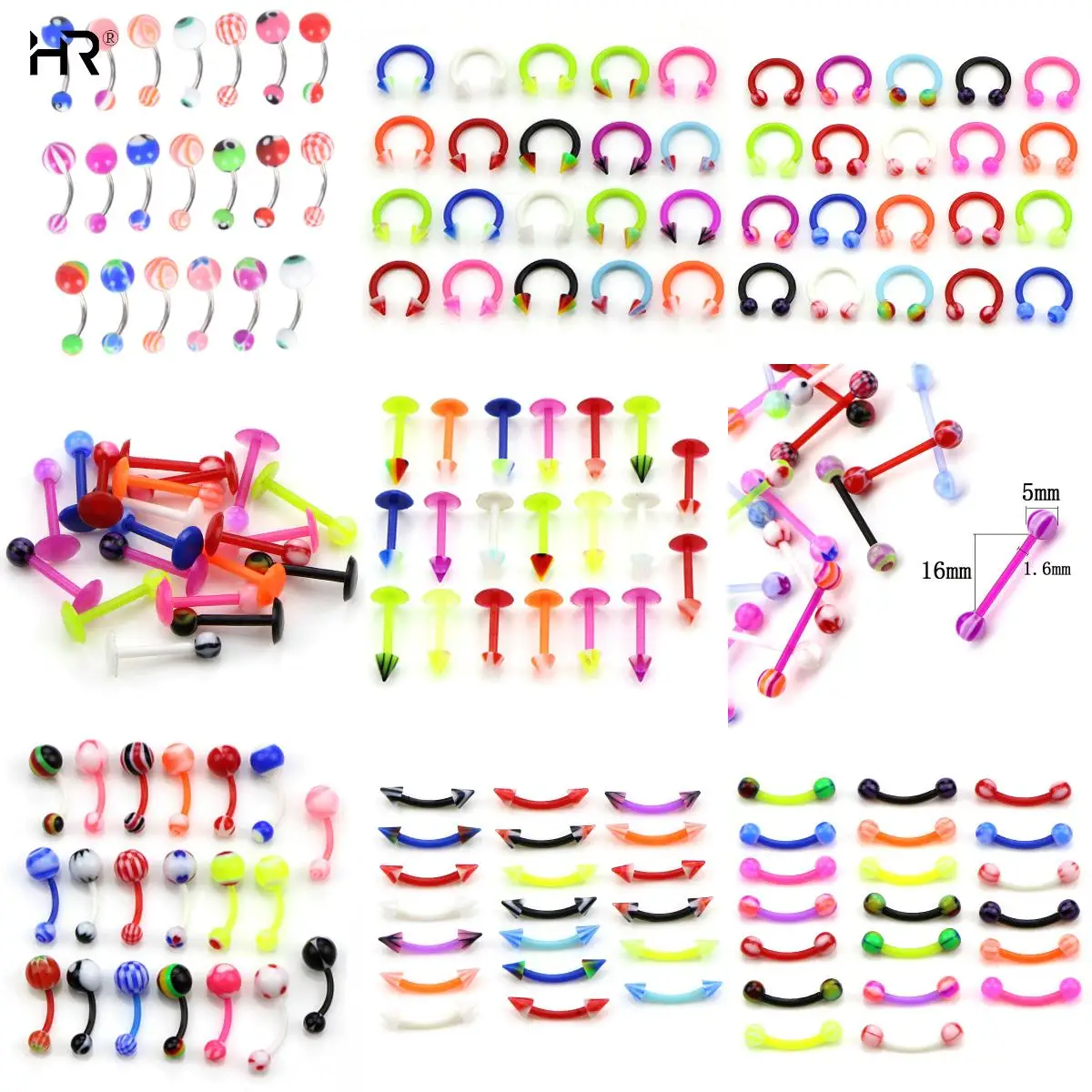 20Pcs Colorful Flexible Mix Color Silicone Belly Piercing Navel  Bar Navelpiercing Piercing Nombril Stud Earring