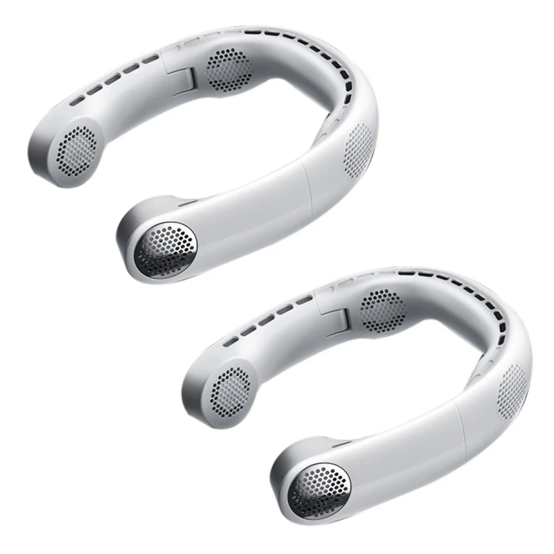 

2 шт., мини-вентилятор для шеи, портативный безлопастной USB-перезаряжаемый бесшумный спортивный вентилятор Xiaomi (белый)